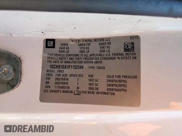 2015 Chevrolet Colorado 2WD z VIN 1GCHS1EA1F1152344, wystawiony jako Copart lot #74787054 z przebiegiem 133 469 mil mil oraz Nie do naprawy • Non repairable. Historia ofert i sprzedaży dostępna na DreamBid. Obrazek 13.