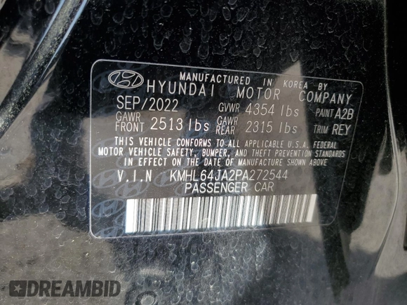 2023 Hyundai Sonata SEL with VIN KMHL64JA2PA272544, listed as a Copart auction lot 49776305 with 82,469 mi miles and Salvage Title. Bid and sale history available at DreamBid. Image 13.
