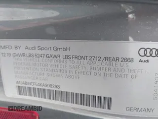 2019 Audi RS 5 Sportback z VIN WUABWCF54KA908298, wystawiony jako IAAI lot #41973097 z przebiegiem 84 666 mil mil oraz . Historia ofert i sprzedaży dostępna na DreamBid. Obrazek 9.