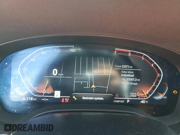 2023 BMW 5 Series 530i with VIN WBA53BH05PCM01563, listed as a Copart auction lot 55525515 with 23,371 mi miles and Salvage title. Bid and sale history available at DreamBid. Image 9.