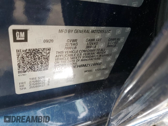 2021 Chevrolet Silverado 1500 Custom with VIN 1GCPYBEH8MZ116002, listed as a Copart auction lot 46158675 with 106,535 mi miles and Salvage Title. Bid and sale history available at DreamBid. Image 12.