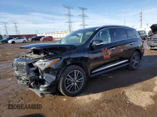 2019 Infiniti QX60 Pure z VIN 5N1DL0MM9KC548453, wystawiony jako Copart lot #47197505 z przebiegiem 117 354 mil mil oraz Szkoda całkowita • Salvage title. Historia ofert i sprzedaży dostępna na DreamBid. Obrazek 1.