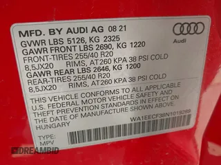 2022 Audi Q3 S line Premium Plus with VIN WA1EECF38N1019269, listed as a IAAI auction lot 42085737 with 40,982 mi miles and . Bid and sale history available at DreamBid. Image 9.