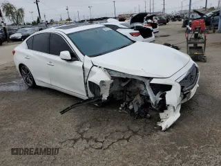 2015 Infiniti Q50 Sport with VIN JN1BV7AP4FM346670, listed as a Copart auction lot 54694985 with 76,347 mi miles and Salvage title. Bid and sale history available at DreamBid. Image 4.