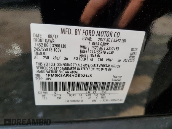 2017 Ford Police Interceptor Utility with VIN 1FM5K8AR4HGE02145, listed as a Copart auction lot 60424045 with Not provided miles and Salvage title. Bid and sale history available at DreamBid. Image 13.
