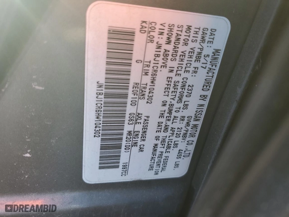 2017 Nissan Rogue Sport S with VIN JN1BJ1CR6HW104302, listed as a Copart auction lot 89310755 with 61,287 mi miles and Clean Title. Bid and sale history available at carsss.com. Image 12.