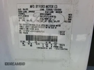 2005 Ford F-150 XLT с VIN 1FTPX14595NB86735, выставлен на аукционе Copart как лот 62605945 с пробегом 208 297 миль миль и Чистый • Clean title. История ставок и продаж доступна на DreamBid. Изображение 12.