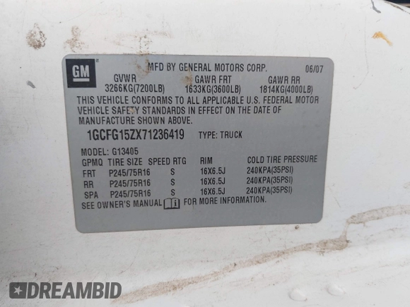 2007 Chevrolet City Express Cargo z VIN 1GCFG15ZX71236419, wystawiony jako IAAI lot #40734333 z przebiegiem 234 948 mil mil oraz . Historia ofert i sprzedaży dostępna na DreamBid. Obrazek 9.