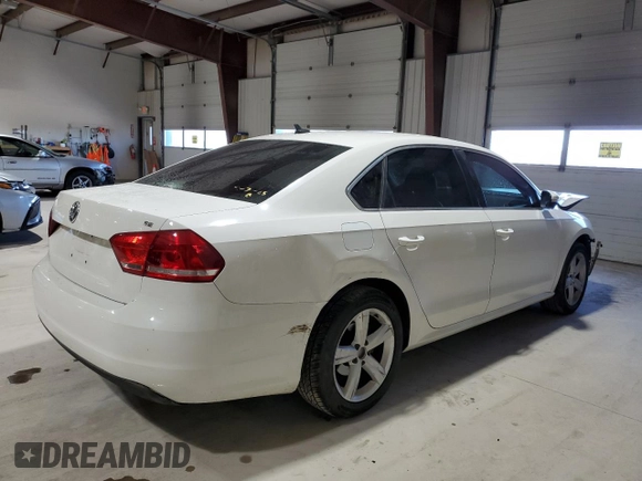 2013 Volkswagen Passat SE w/Sunroof with VIN 1VWBP7A34DC056451, listed as a Copart auction lot 52306265 with 143,112 mi miles and Salvage Title. Bid and sale history available at carsss.com. Image 3.