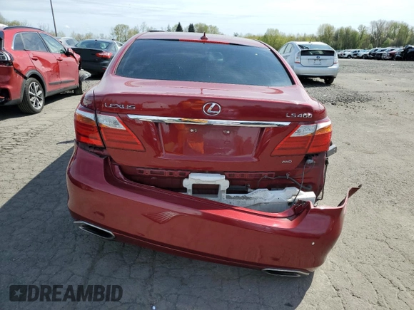 2010 Lexus LS 460 with VIN JTHCL5EF2A5008358, listed as a Copart auction lot 52795035 with 103,223 mi miles and Salvage title. Bid and sale history available at DreamBid. Image 6.