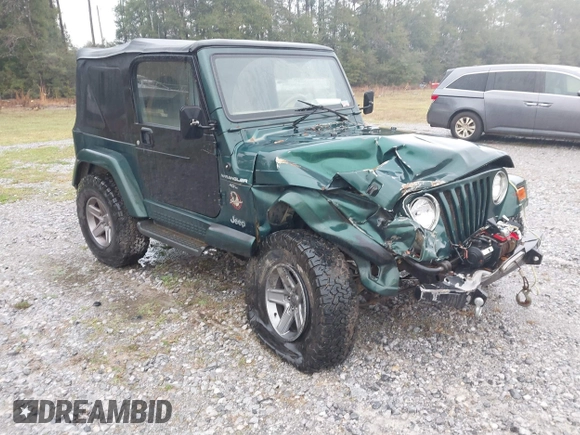 2000 Jeep Wrangler Sahara with VIN 1J4FA59SXYP701098, listed as a IAAI auction lot 41592872 with 1 mi miles. Bid and sale history available at carsss.com. Image 1.