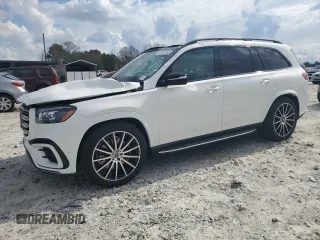 2025 Mercedes-Benz GLS with VIN 4JGFF5KE0SB332070, listed as a Copart auction lot 48843365 with 7 mi miles and Salvage Title. Bid and sale history available at carsss.com. Image 1.