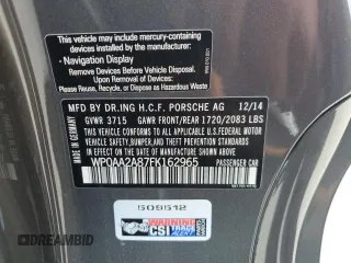 2015 Porsche Cayman с VIN WP0AA2A87FK162965, выставлен на аукционе Copart как лот 49075084 с пробегом 38 164 миль миль и На запчасти • Non repairable. История ставок и продаж доступна на DreamBid. Изображение 12.