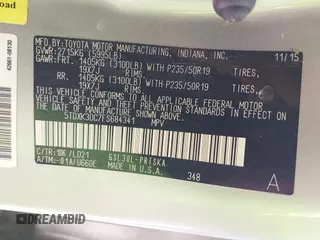2015 Toyota Sienna SE with VIN 5TDXK3DC7FS684341, listed as a IAAI auction lot 41959077 with 154,377 mi miles and . Bid and sale history available at DreamBid. Image 9.