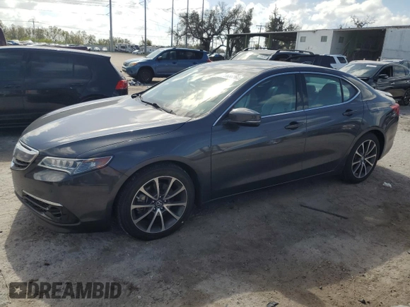 2016 Acura TLX Advance with VIN 19UUB2F7XGA007989, listed as a Copart auction lot 76636264 with 56,490 mi miles and Salvage title. Bid and sale history available at DreamBid. Image 1.