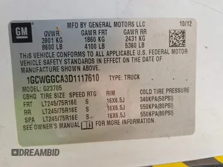 2013 Chevrolet Express Cargo Van with VIN 1GCWGGCA3D1117610, listed as a IAAI auction lot 41196391 with 201,350 mi miles. Bid and sale history available at carsss.com. Image 9.