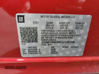 2018 Chevrolet Traverse LT Leather with VIN 1GNEVHKW6JJ106706, listed as a Copart auction lot 68302204 with 60,121 mi miles and Salvage Title. Bid and sale history available at carsss.com. Image 13.