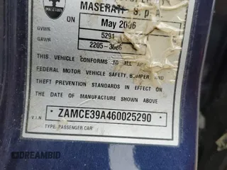 2006 Maserati Quattroporte z VIN ZAMCE39A460025290, wystawiony jako Copart lot #78816054 z przebiegiem Nie podano mil oraz Szkoda całkowita • Salvage title. Historia ofert i sprzedaży dostępna na DreamBid. Obrazek 12.