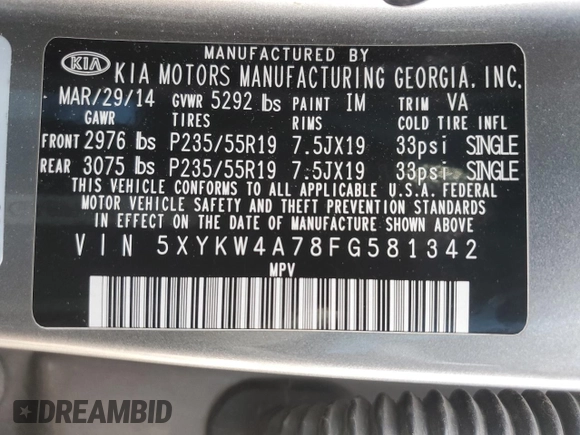 2015 Kia Sorento SX Limited with VIN 5XYKW4A78FG581342, listed as a Copart auction lot 49178825 with 187,558 mi miles and Salvage Title. Bid and sale history available at carsss.com. Image 14.