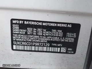 2023 BMW X5 xDrive40i with VIN 5UXCR6C01P9R72129, listed as a IAAI auction lot 41078075 with 1 mi miles. Bid and sale history available at carsss.com. Image 9.