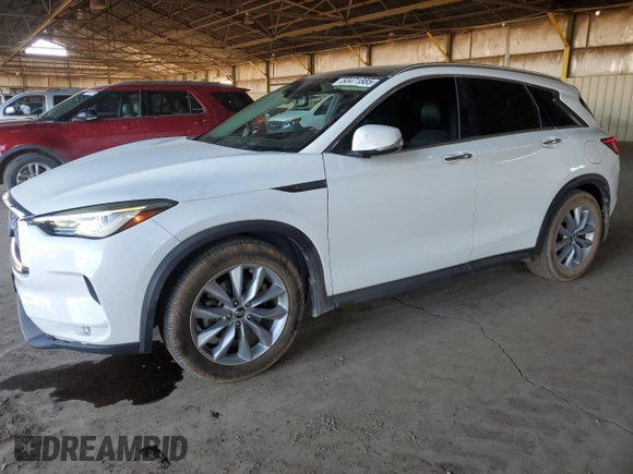 2019 Infiniti QX50 LUXE with VIN 3PCAJ5M18KF133319, listed as a Copart auction lot 50471885 with 69,485 mi miles and Salvage Title. Bid and sale history available at carsss.com. Image 1.