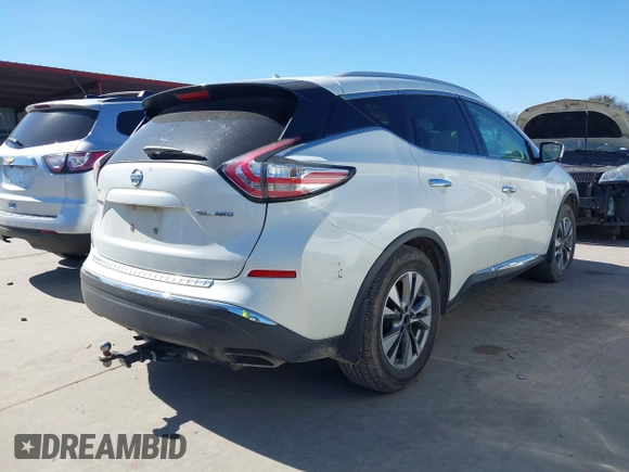 2016 Nissan Murano SL z VIN 5N1AZ2MH9GN108034, wystawiony jako IAAI lot #41712053 z przebiegiem 98 502 mil mil oraz . Historia ofert i sprzedaży dostępna na DreamBid. Obrazek 4.