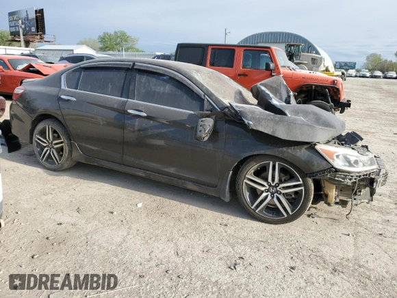 2016 Honda Accord Sport with VIN 1HGCR2F53GA187497, listed as a Copart auction lot 52445755 with Not provided miles and Salvage title. Bid and sale history available at DreamBid. Image 4.