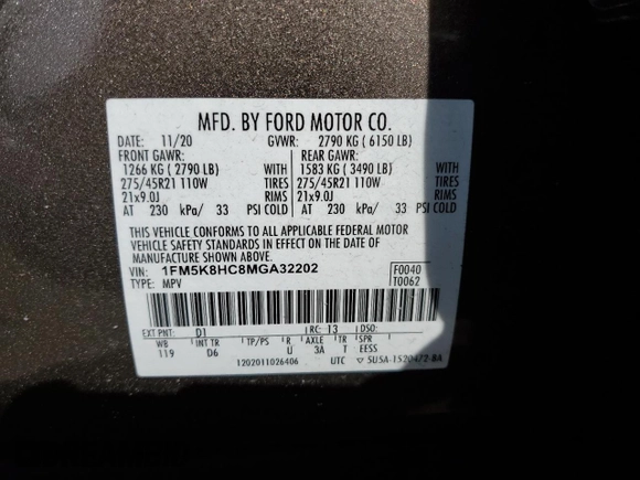 2021 Ford Explorer Platinum with VIN 1FM5K8HC8MGA32202, listed as a Copart auction lot 47875275 with 62,640 mi miles and Salvage title. Bid and sale history available at DreamBid. Image 15.