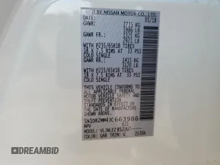 2018 Nissan Pathfinder SV with VIN 5N1DR2MM4JC663986, listed as a Copart auction lot 71615684 with 59,573 mi miles and Non repairable. Bid and sale history available at DreamBid. Image 13.
