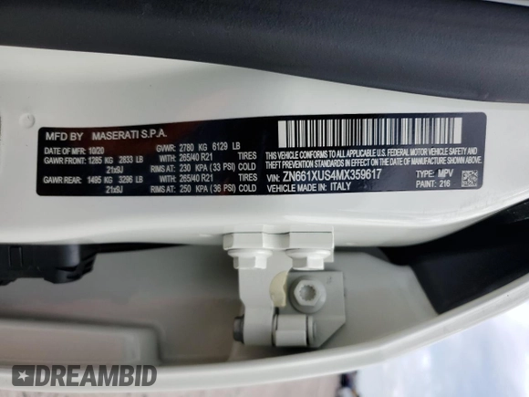 2021 Maserati Levante GranSport with VIN ZN661XUS4MX359617, listed as a Copart auction lot 49903043 with 28,426 mi miles. Bid and sale history available at carsss.com. Image 14.