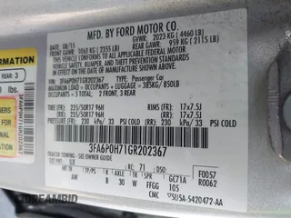 2016 Ford Fusion SE with VIN 3FA6P0H71GR202367, listed as a IAAI auction lot 41841482 with 126,251 mi miles and . Bid and sale history available at DreamBid. Image 9.