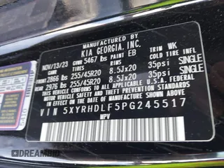 2023 Kia Sorento X-Line EX with VIN 5XYRHDLF5PG245517, listed as a IAAI auction lot 41596305 with 6,946 mi miles. Bid and sale history available at carsss.com. Image 9.