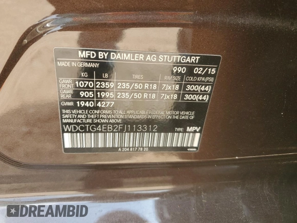 2015 Mercedes-Benz GLA 250 z VIN WDCTG4EB2FJ113312, wystawiony jako Copart lot #54522535 z przebiegiem 67 298 mil mil oraz Szkoda całkowita • Salvage title. Historia ofert i sprzedaży dostępna na DreamBid. Obrazek 13.
