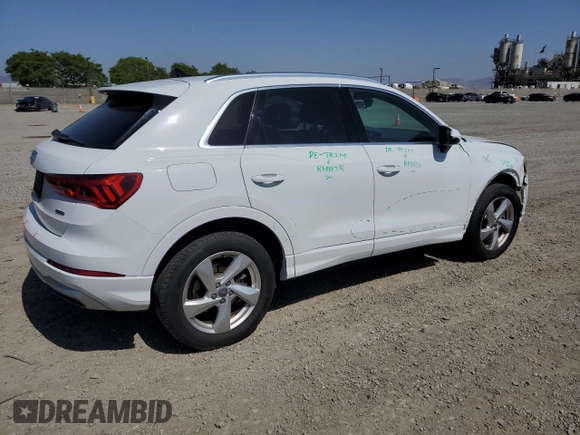 2020 Audi Q3 Premium with VIN WA1AECF32L1043479, listed as a Copart auction lot 57172925 with 52,907 mi miles and Salvage title. Bid and sale history available at DreamBid. Image 3.