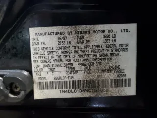 1998 Nissan Altima XE with VIN 1N4DL01D6WC151058, listed as a Copart auction lot 87671085 with 263,263 mi miles and Salvage Title. Bid and sale history available at carsss.com. Image 12.