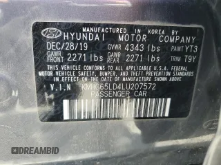 2020 Hyundai Ioniq SE with VIN KMHC65LD4LU207572, listed as a Copart auction lot 54187205 with 136,887 mi miles and Salvage title. Bid and sale history available at DreamBid. Image 14.