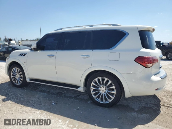 2015 Infiniti QX80 with VIN JN8AZ2NF5F9571690, listed as a Copart auction lot 54760715 with 130,450 mi miles and Clean Title. Bid and sale history available at carsss.com. Image 2.