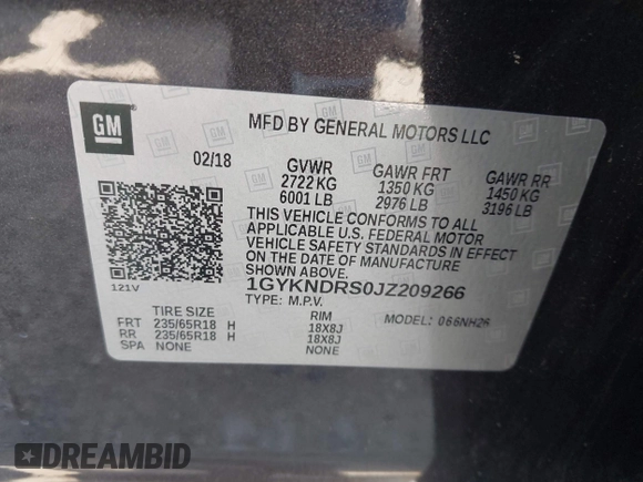 2018 Cadillac XT5 Luxury AWD z VIN 1GYKNDRS0JZ209266, wystawiony jako IAAI lot #42454536 z przebiegiem 52 839 mil mil oraz . Historia ofert i sprzedaży dostępna na DreamBid. Obrazek 9.