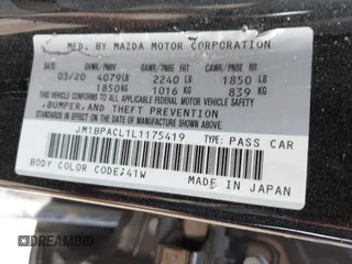 2020 Mazda 3 Select with VIN JM1BPACL1L1175419, listed as a IAAI auction lot 41884008 with 111,930 mi miles and . Bid and sale history available at DreamBid. Image 9.