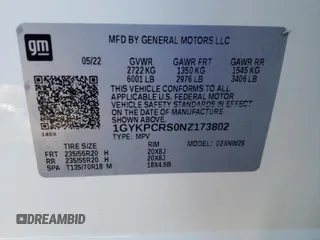2022 Cadillac XT6 Premium Luxury with VIN 1GYKPCRS0NZ173802, listed as a Copart auction lot 87419534 with 28,373 mi miles and Salvage Title. Bid and sale history available at carsss.com. Image 14.