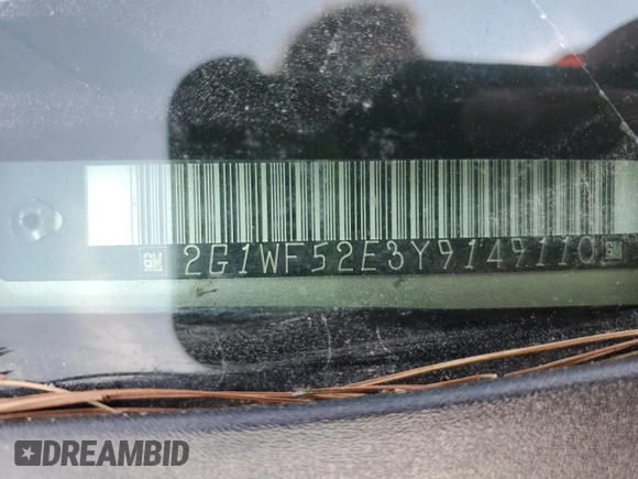 2000 Chevrolet Impala z VIN 2G1WF52E3Y9149110, wystawiony jako Copart lot #60172695 z przebiegiem Nie podano mil oraz Szkoda całkowita • Salvage title. Historia ofert i sprzedaży dostępna na DreamBid. Obrazek 12.
