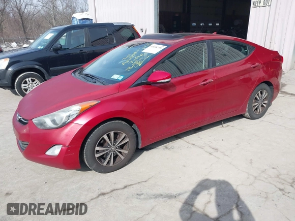 2012 Hyundai Elantra Limited with VIN KMHDH4AE6CU428708, listed as a IAAI auction lot 41658799 with 186,585 mi miles. Bid and sale history available at carsss.com. Image 2.