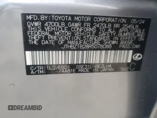 2024 Lexus IS with VIN JTHBZ1B28R5078088, listed as a Copart auction lot 81954014 with 6,858 mi miles and Salvage Title. Bid and sale history available at carsss.com. Image 12.