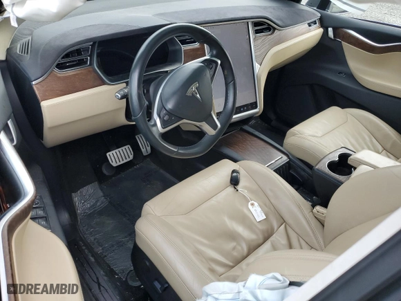 2017 Tesla Model X P100D with VIN 5YJXCDE49HF053723, listed as a Copart auction lot 87761395 with NaN miles and Salvage Title. Bid and sale history available at carsss.com. Image 8.