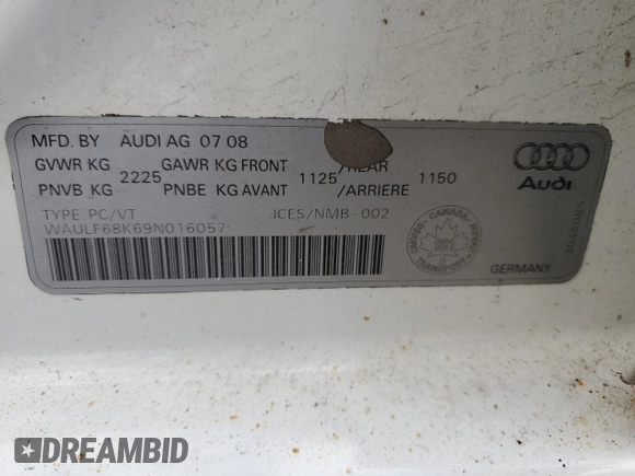 2009 Audi A4 z VIN WAULF68K69N016057, wystawiony jako Copart lot #81357904 z przebiegiem 289 443 mil mil oraz Czysty tytuł • Clean title. Historia ofert i sprzedaży dostępna na DreamBid. Obrazek 12.