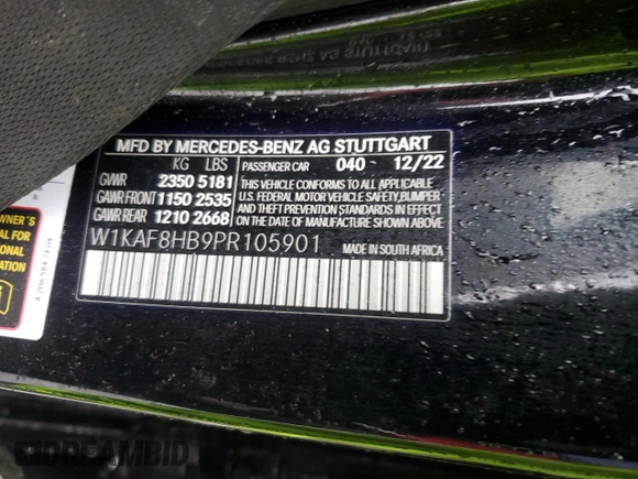 2023 Mercedes-Benz C 43 AMG with VIN W1KAF8HB9PR105901, listed as a Copart auction lot 44231895 with Not Provided miles and Non Repairable. Bid and sale history available at DreamBid. Image 12.
