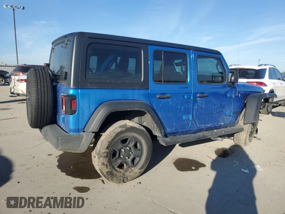 2022 Jeep Wrangler Unlimited Sport with VIN 1C4HJXDN8NW173946, listed as a Copart auction lot 89025355 with Not Provided miles and Salvage Title. Bid and sale history available at DreamBid. Image 3.