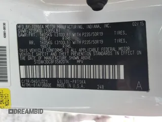 2015 Toyota Sienna SE с VIN 5TDXK3DC8FS582014, выставлен на аукционе Copart как лот 58018685 с пробегом 136 527 миль миль и Списание • Salvage title. История ставок и продаж доступна на DreamBid. Изображение 14.