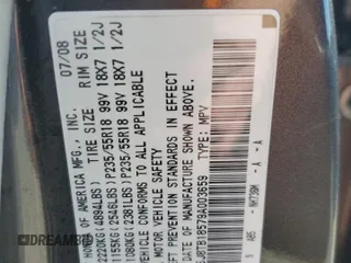 2009 Acura RDX Technology z VIN 5J8TB18579A003659, wystawiony jako Copart lot #58655495 z przebiegiem 248 576 mil mil oraz Czysty tytuł • Clean title. Historia ofert i sprzedaży dostępna na DreamBid. Obrazek 13.