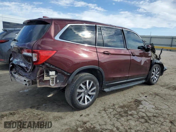 2021 Honda Pilot EX-L with VIN 5FNYF6H51MB060655, listed as a Copart auction lot 46318785 with Not Provided miles and Salvage Title. Bid and sale history available at DreamBid. Image 3.